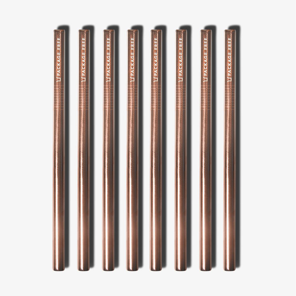 Stainless Steel Bubble Tea Straw - Rose Gold 8 Pack