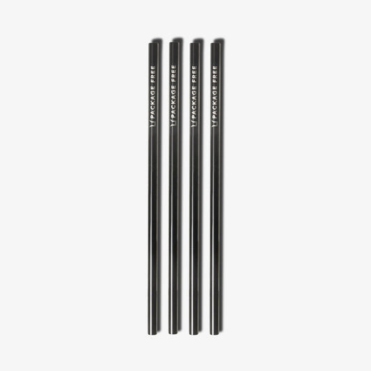 Stainless Steel Mini Straw - Black 4 Pack