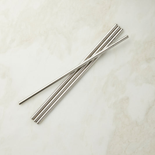 Package Free Stainless Steel Straight Straws - Silver 4 Pack