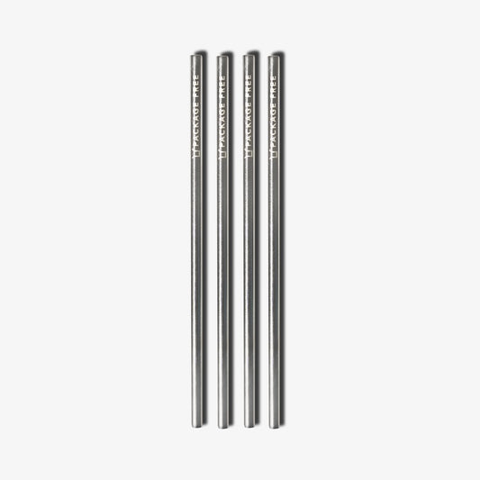 Package Free Stainless Steel Mini Straw - Silver 4 Pack